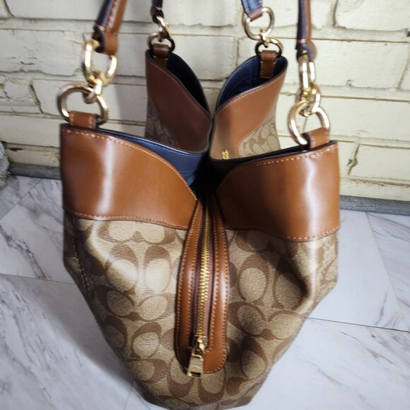 Euc Coach Lexy Signature Brown & Tan Shoulder Bag Large m - Picture 5 of 12